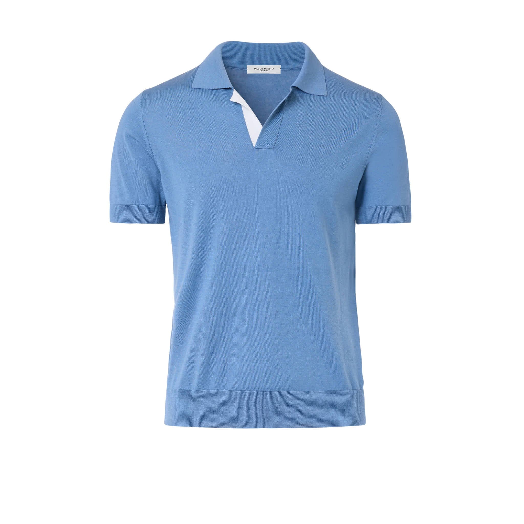 Maglia Seta Cotone Extrafine Azzurro Polvere