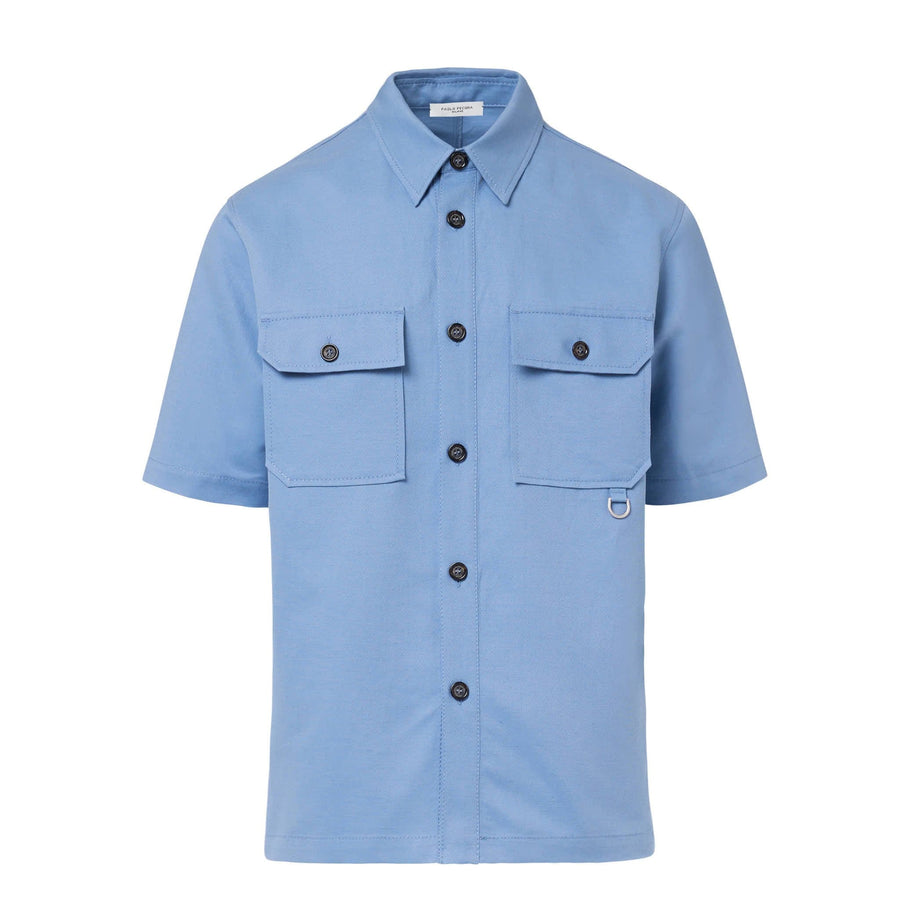 Paolo Pecora Overshirt Mezza Manica - Azzurro Polvere