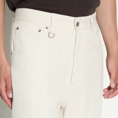 Pantalone 5 Tasche Loose Fit in Cotone e Lino Ghiaccio Pantalone 5 Tasche Paolo Pecora