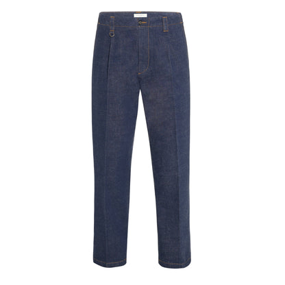 Chino in Denim Indaco Pantalone Tessuto Paolo Pecora