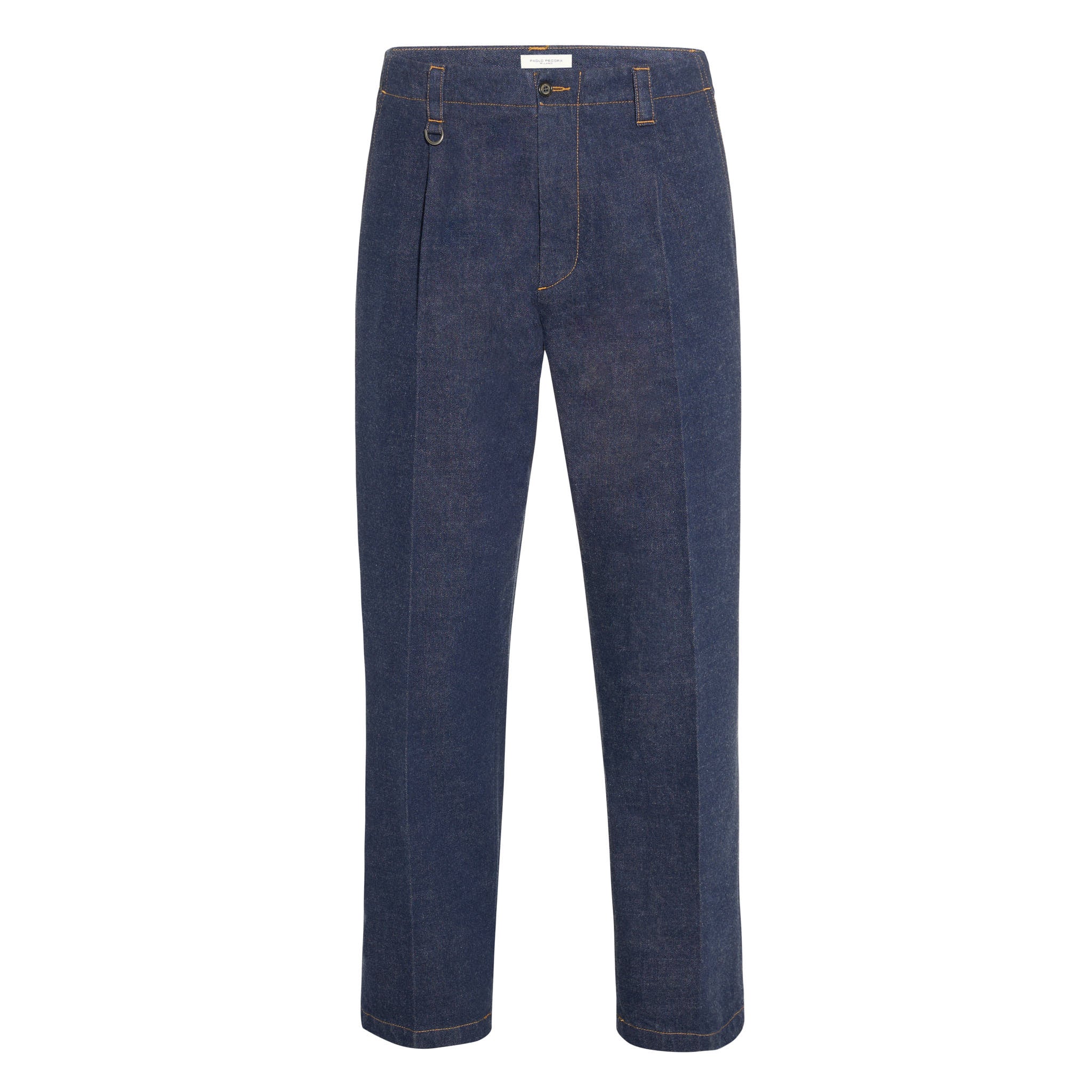 Chino in Denim Indaco Pantalone Tessuto Paolo Pecora