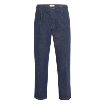 Chino in Denim Indaco Pantalone Tessuto Paolo Pecora