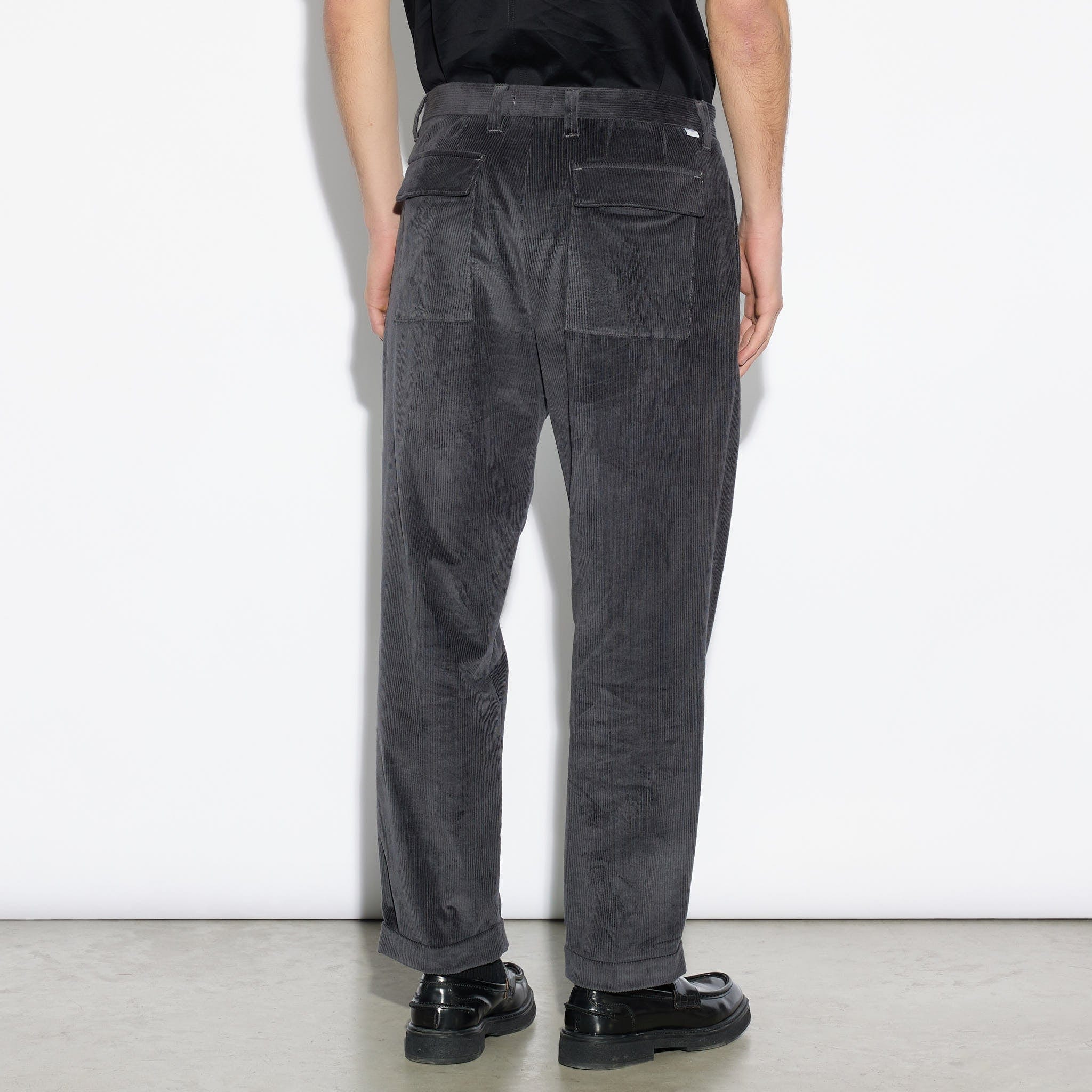 Chino in Velluto Millerighe Fumo Di Londra Pantalone Tessuto Paolo Pecora
