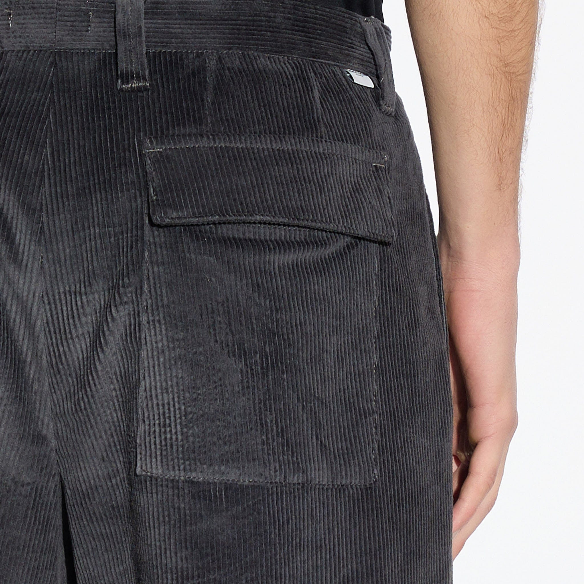 Chino in Velluto Millerighe Fumo Di Londra Pantalone Tessuto Paolo Pecora