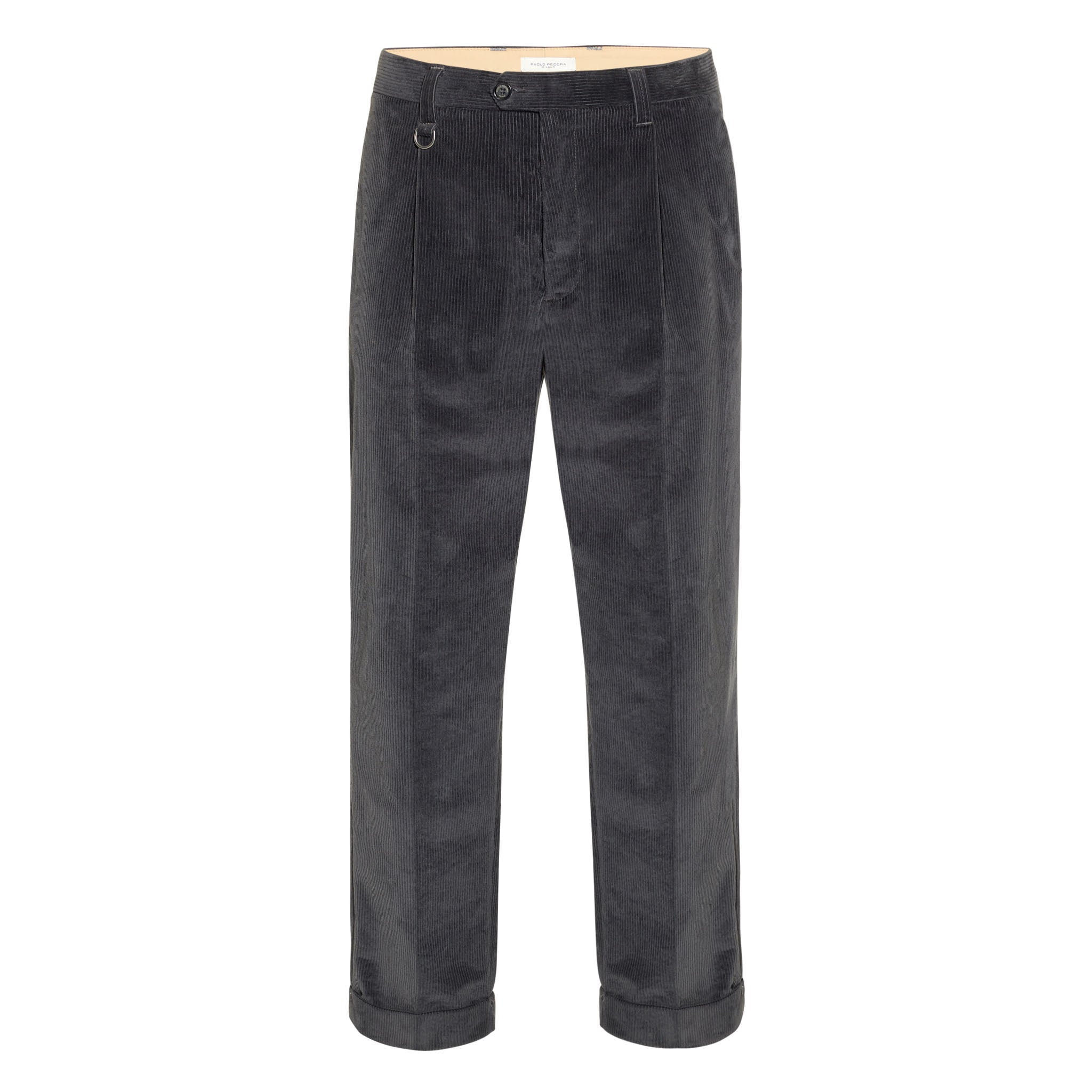 Chino in Velluto Millerighe Fumo Di Londra Pantalone Tessuto Paolo Pecora