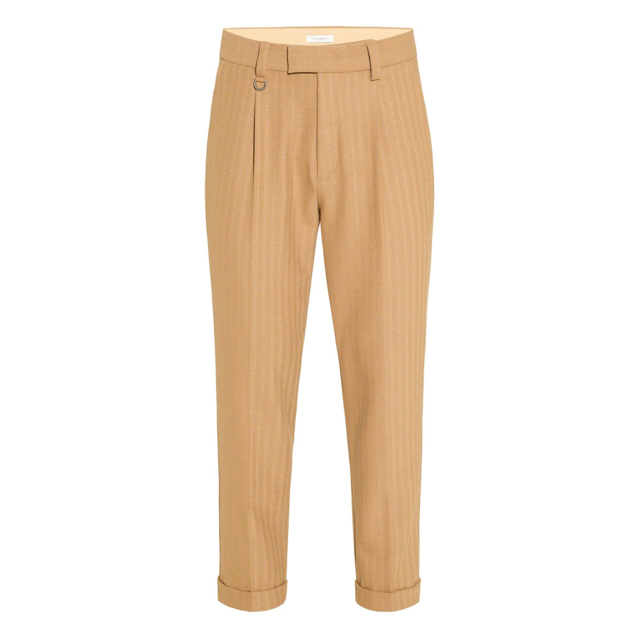 Chino Sartoriale Beige Rigato Pantalone Tessuto Paolo Pecora