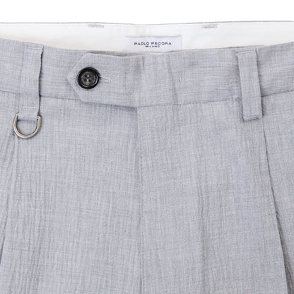 Chino Sartoriale con Pinces "Duomo" in Cotone Grigio Melange Pantalone Tessuto Paolo Pecora