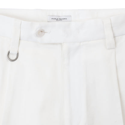 Chino Sartoriale con Pinces "Duomo" in Gabardina Smerigliata Gesso Pantalone Tessuto Paolo Pecora