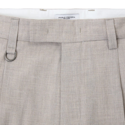 Chino Sartoriale con Pinces "Duomo" in Tela Stretch Beige Melange Pantalone Tessuto Paolo Pecora