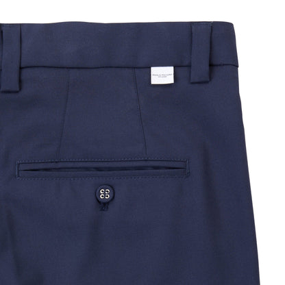 Chino Sartoriale con Pinces "Duomo" in Tela Stretch Blu Navy Pantalone Tessuto Paolo Pecora