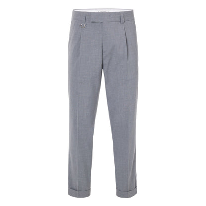 Chino Sartoriale con Pinces "Duomo" in Tela Stretch Grigio Melange Pantalone Tessuto Paolo Pecora