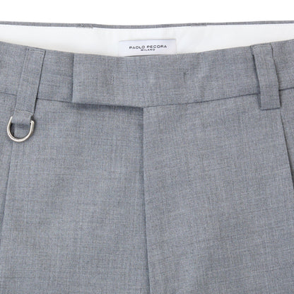 Chino Sartoriale con Pinces "Duomo" in Tela Stretch Grigio Melange Pantalone Tessuto Paolo Pecora