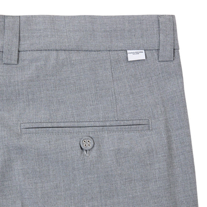 Chino Sartoriale con Pinces "Duomo" in Tela Stretch Grigio Melange Pantalone Tessuto Paolo Pecora