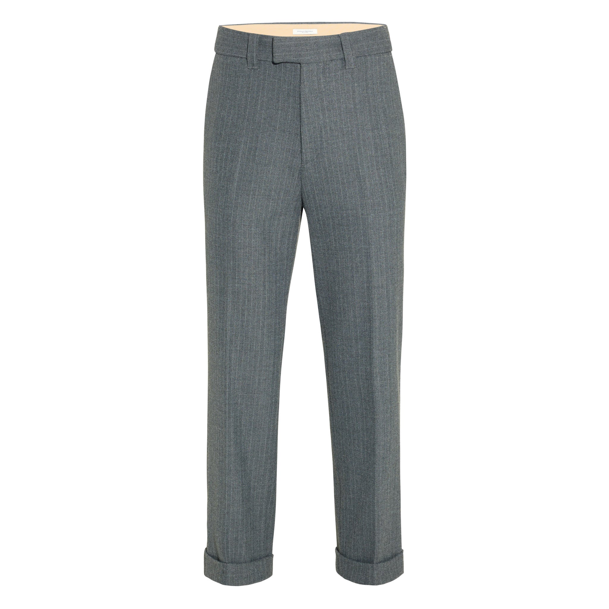 Chino Sartoriale Gessato Grigio Pantalone Tessuto Paolo Pecora