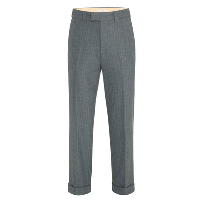 Chino Sartoriale Gessato Grigio Pantalone Tessuto Paolo Pecora