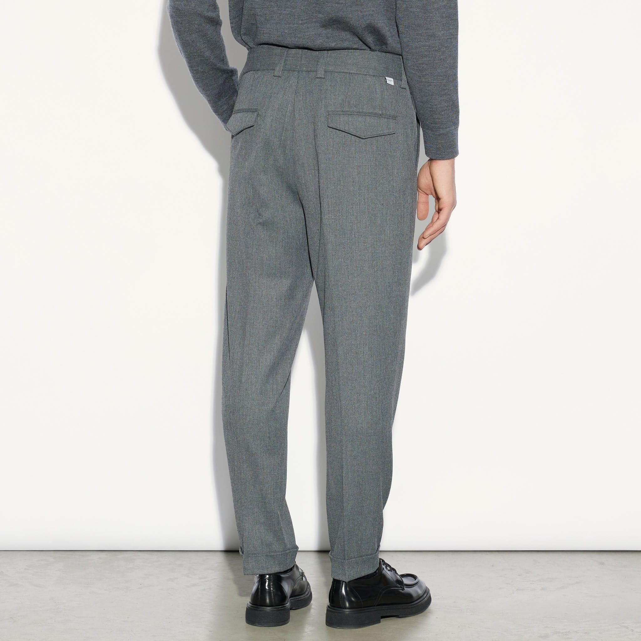 Chino Sartoriale Grigio Melange Pantalone Tessuto Paolo Pecora