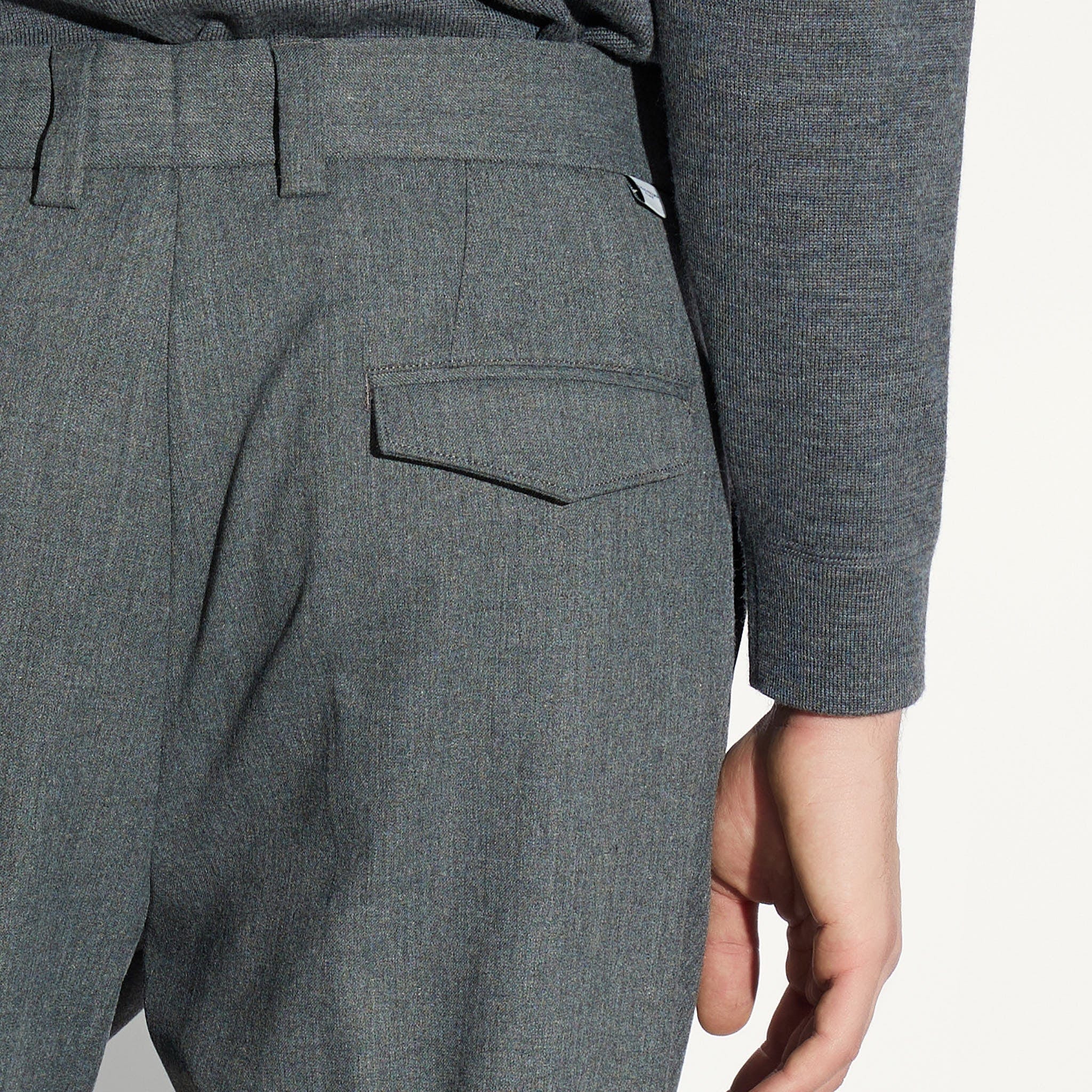 Chino Sartoriale Grigio Melange Pantalone Tessuto Paolo Pecora