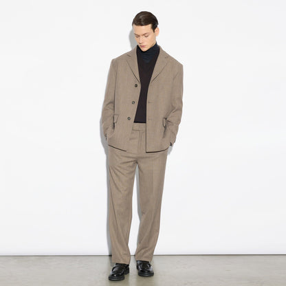 Chino Sartoriale Marrone Chiaro Melange Pantalone Tessuto Paolo Pecora
