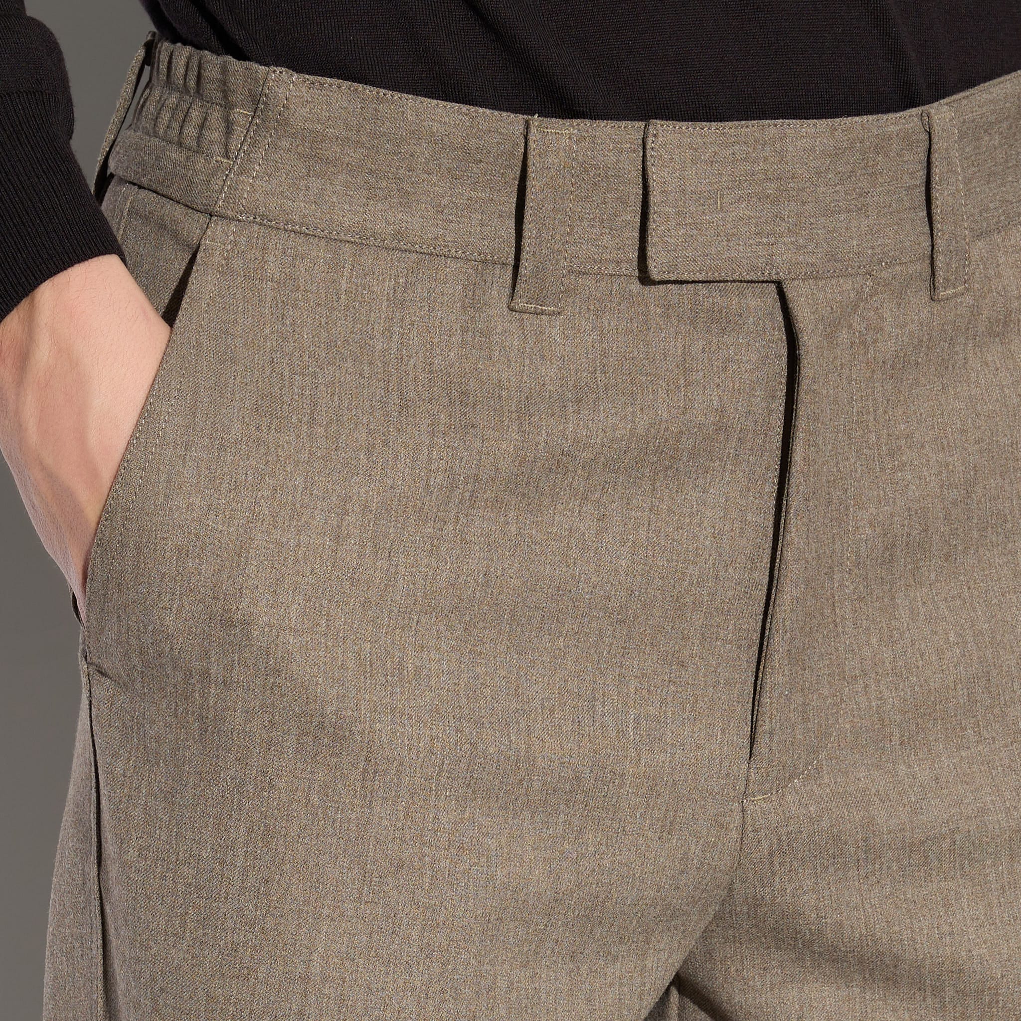 Chino Sartoriale Marrone Chiaro Melange Pantalone Tessuto Paolo Pecora