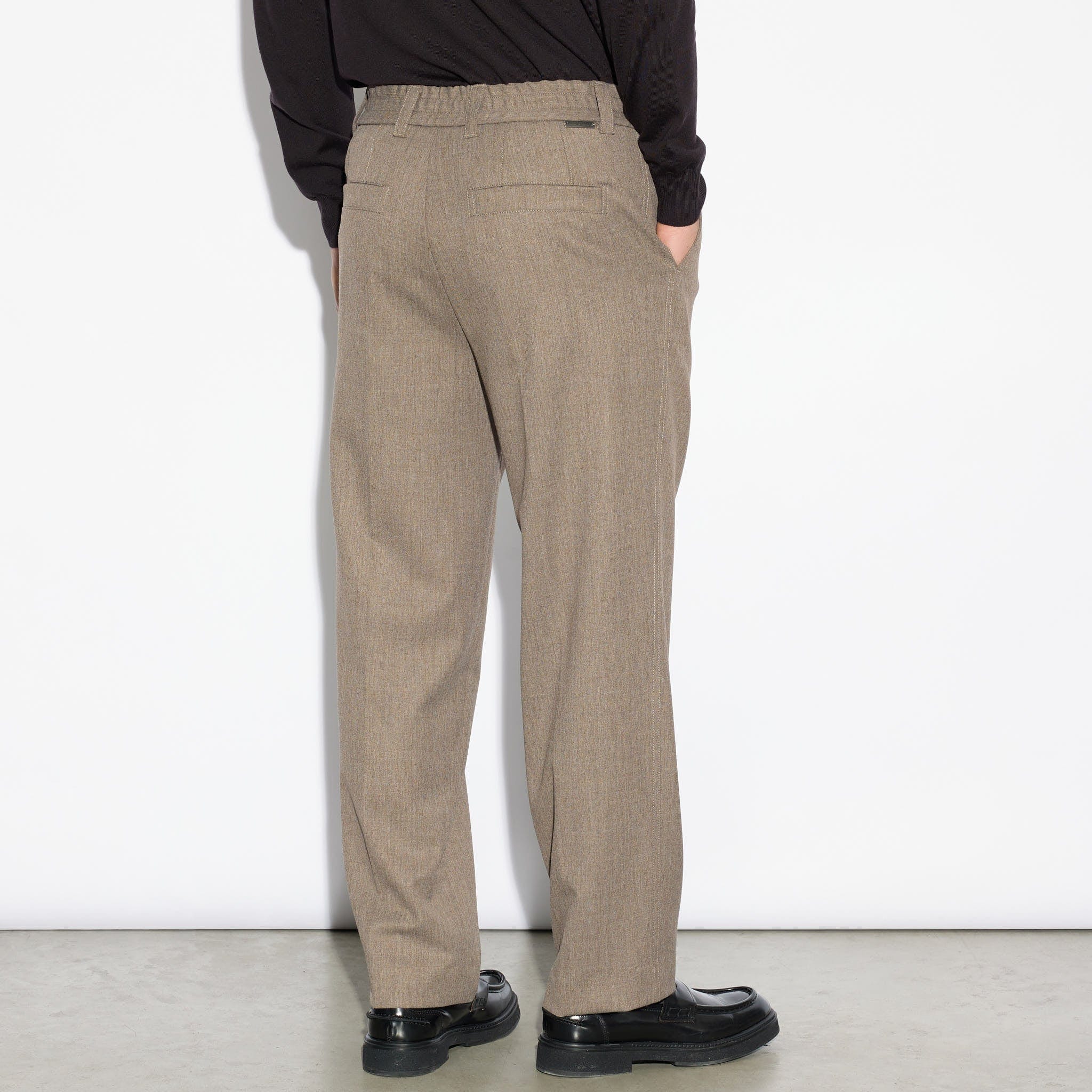 Chino Sartoriale Marrone Chiaro Melange Pantalone Tessuto Paolo Pecora