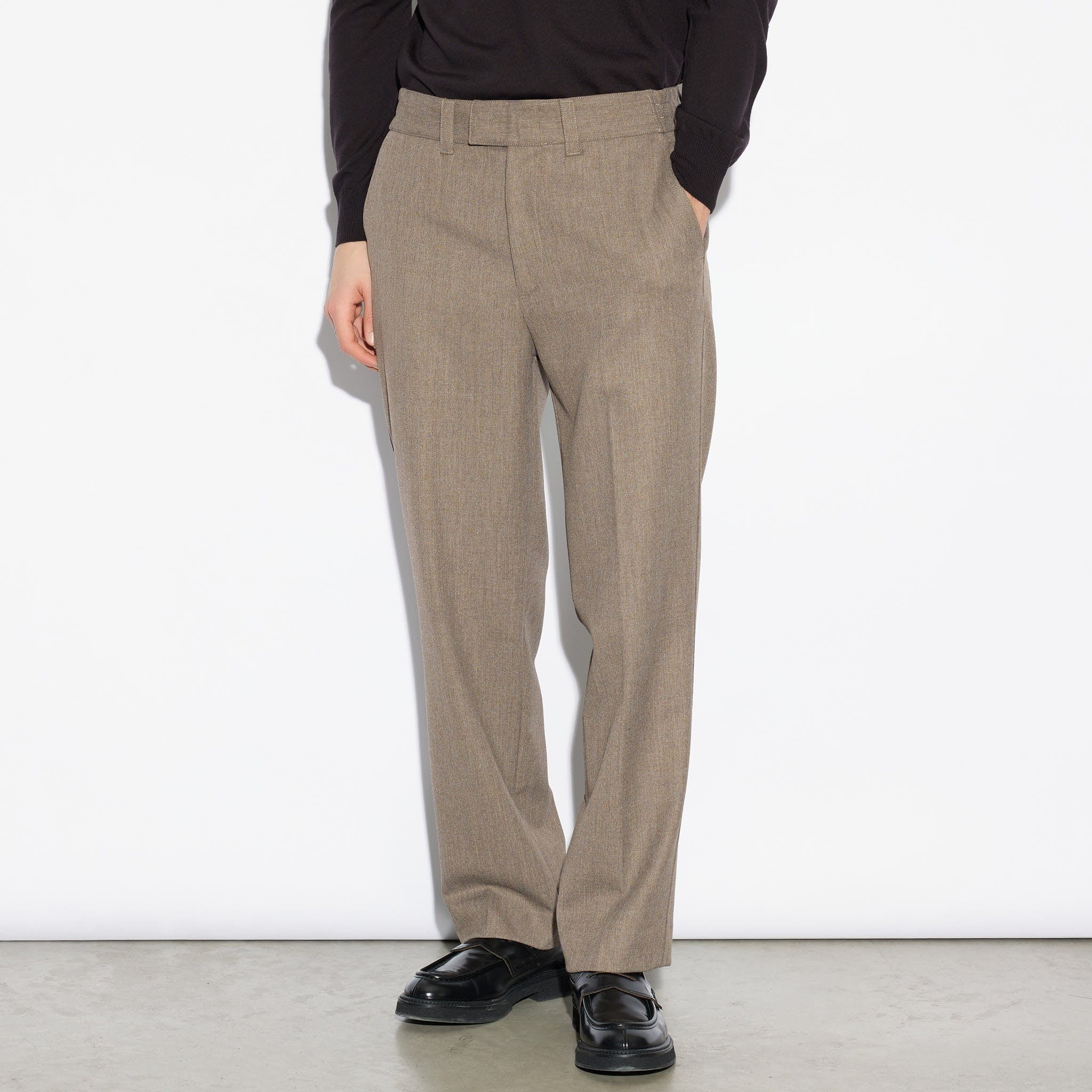 Chino Sartoriale Marrone Chiaro Melange Pantalone Tessuto Paolo Pecora