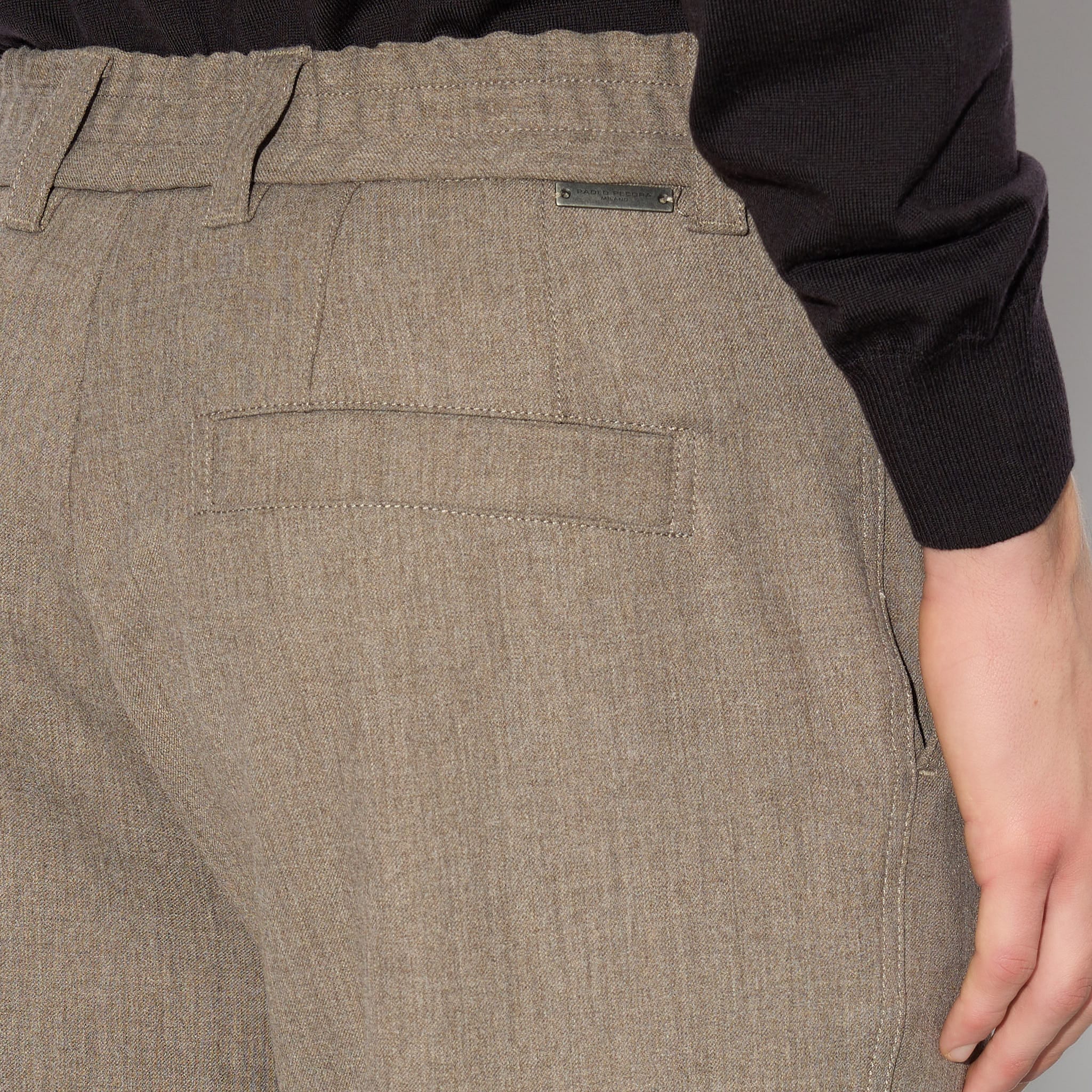 Chino Sartoriale Marrone Chiaro Melange Pantalone Tessuto Paolo Pecora