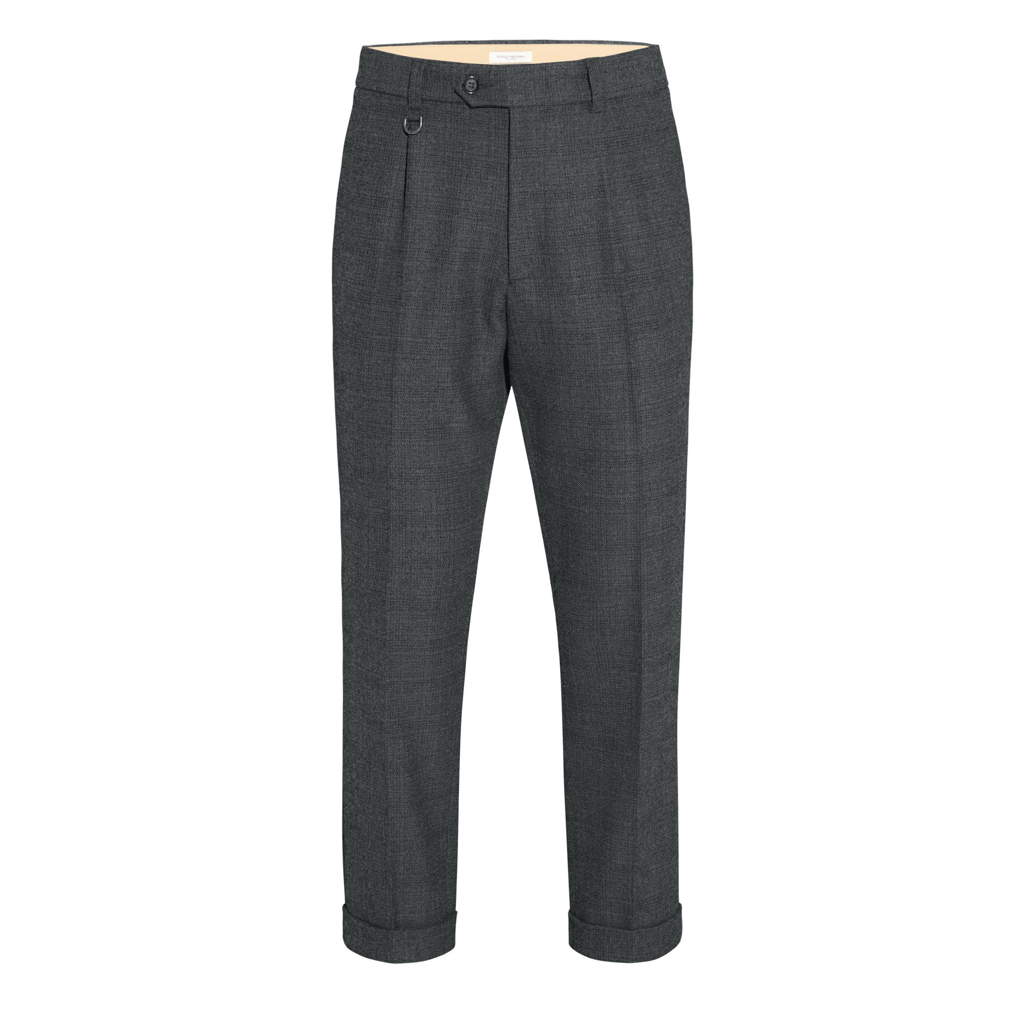 Chino Sartoriale Principe di Galles Grigio Pantalone Tessuto Paolo Pecora