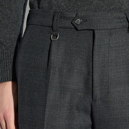 Chino Sartoriale Principe di Galles Grigio Pantalone Tessuto Paolo Pecora