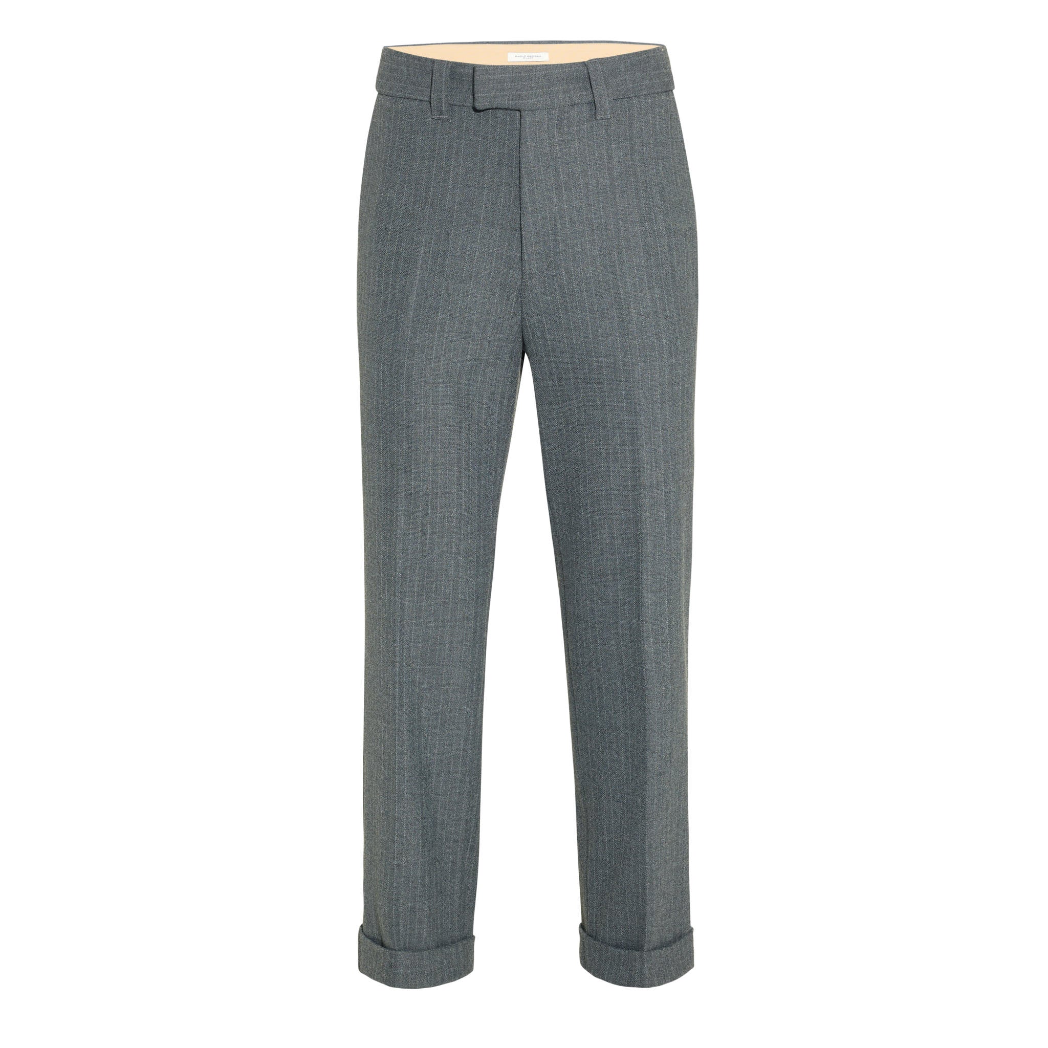 Chino Sartoriale Rigato Grigio Pantalone Tessuto Paolo Pecora