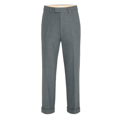 Chino Sartoriale Rigato Grigio Pantalone Tessuto Paolo Pecora