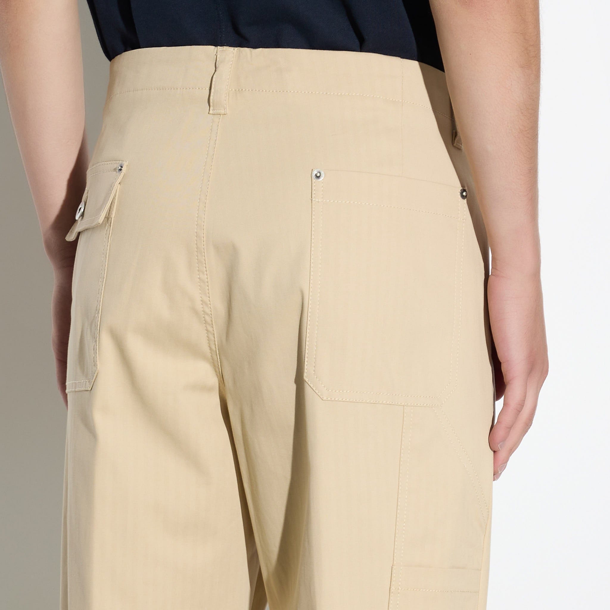 Pantalone Cargo in Cotone Beige Pantalone Tessuto Paolo Pecora