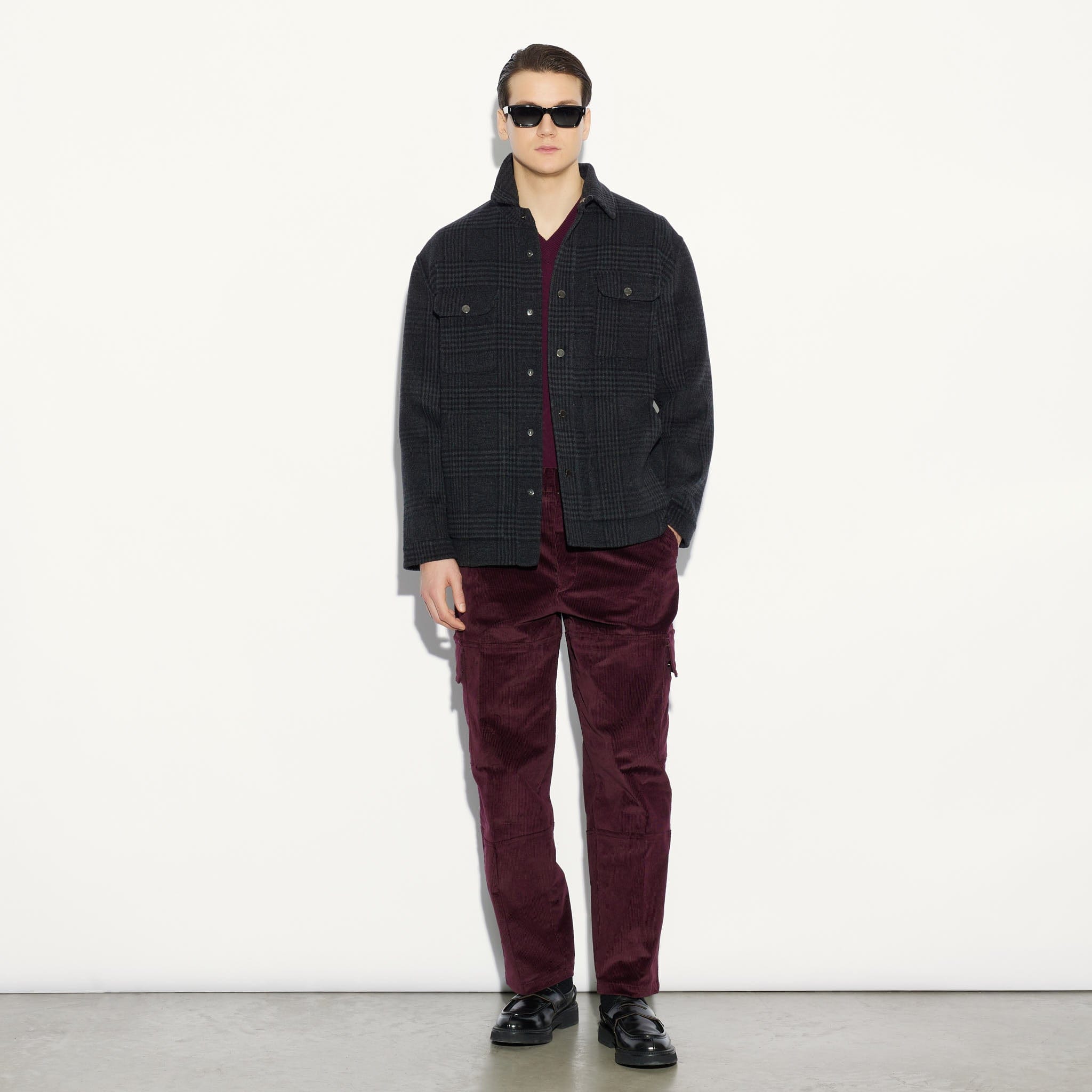 Pantalone Cargo in Velluto Millerighe Ametista Pantalone Tessuto Paolo Pecora