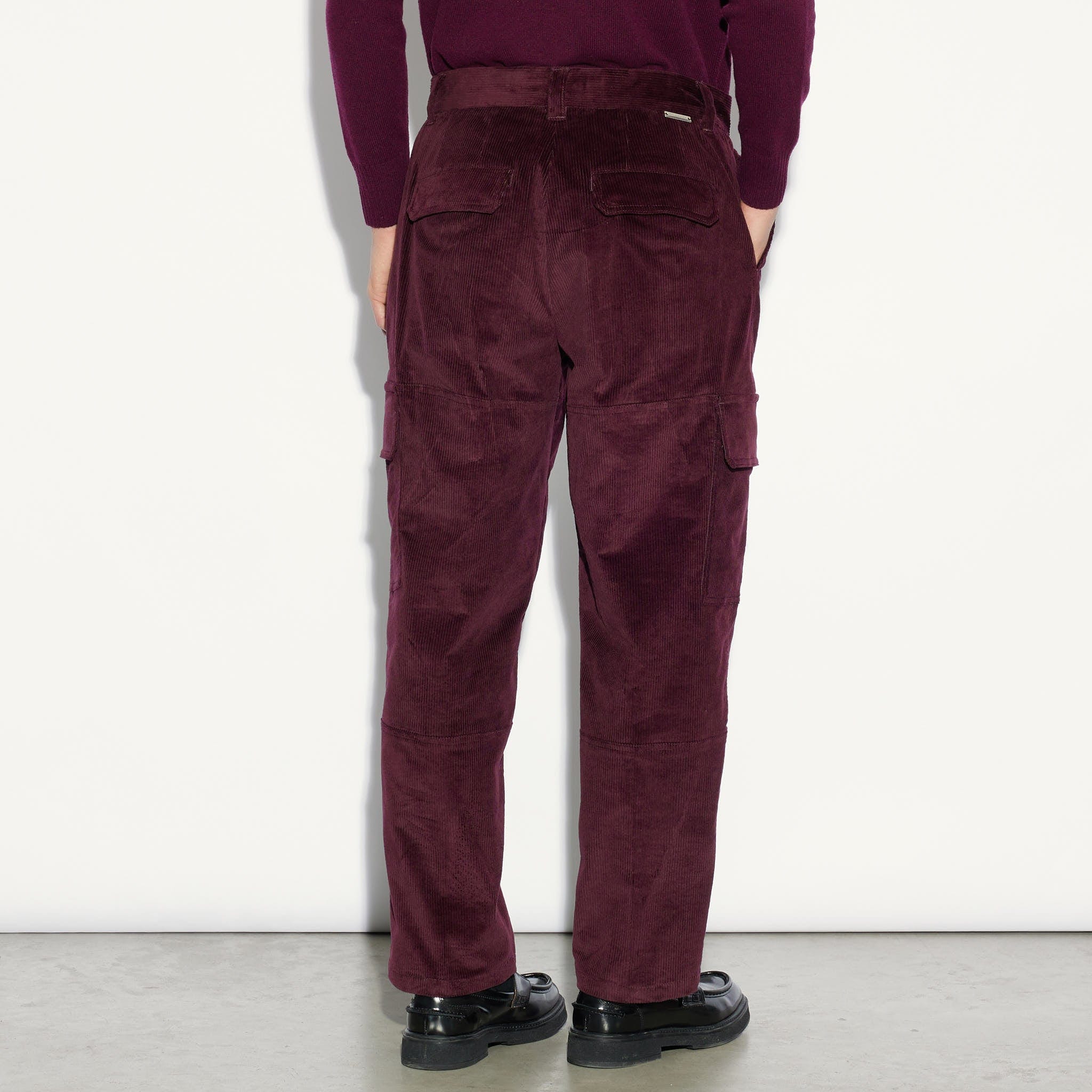 Pantalone Cargo in Velluto Millerighe Ametista Pantalone Tessuto Paolo Pecora