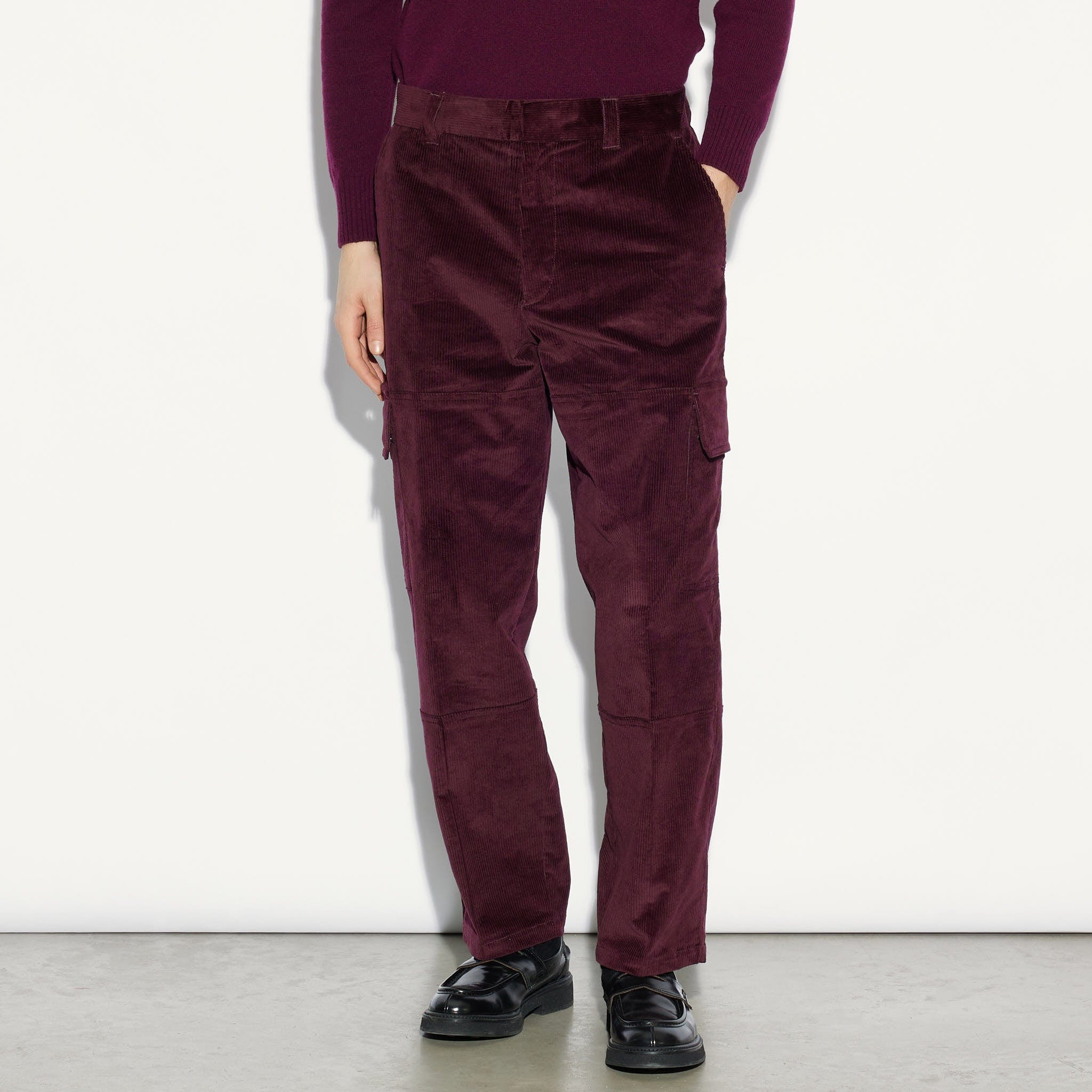 Pantalone Cargo in Velluto Millerighe Ametista Pantalone Tessuto Paolo Pecora