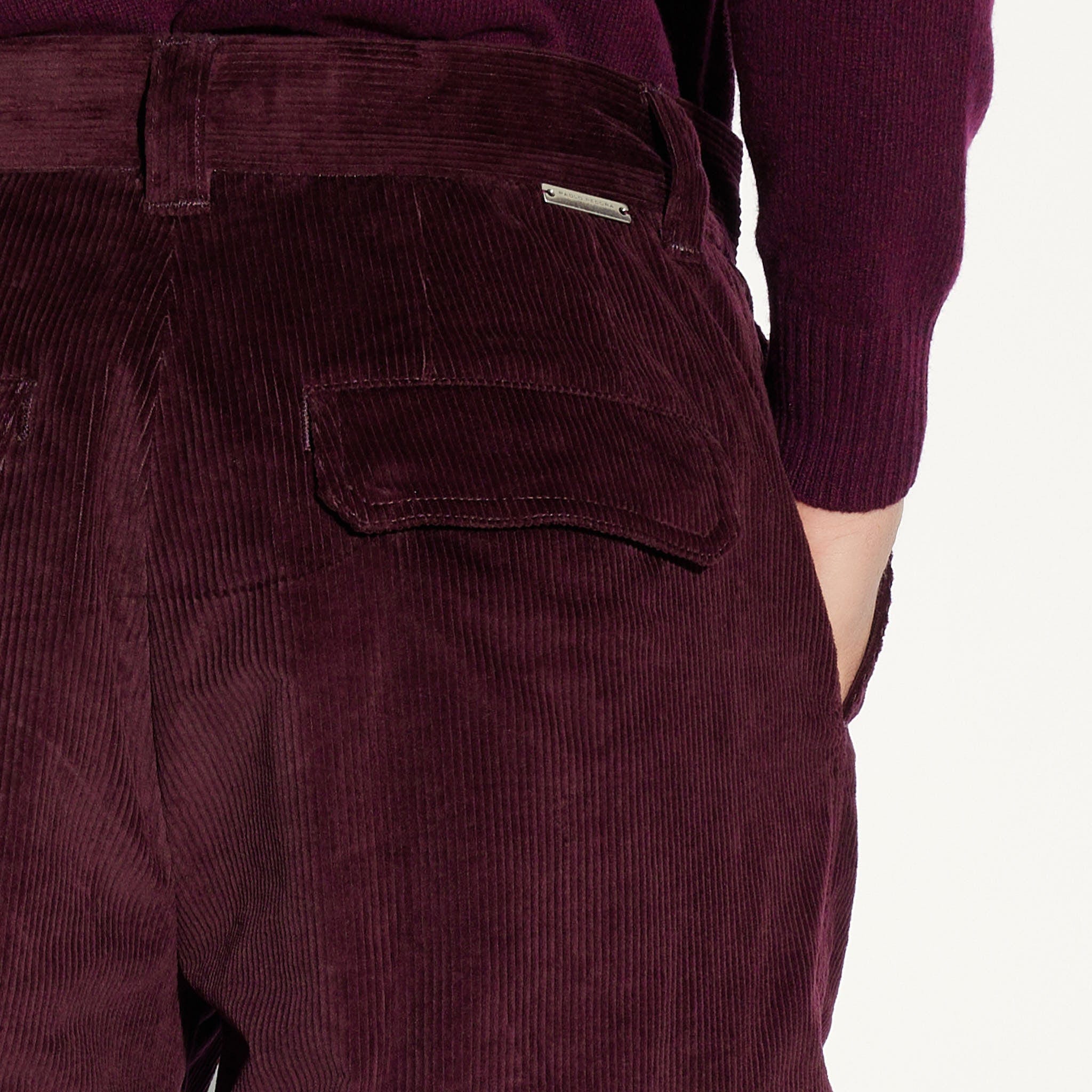 Pantalone Cargo in Velluto Millerighe Ametista Pantalone Tessuto Paolo Pecora