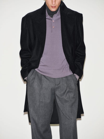 Pantalone Chino con Pinces Over Fit in Tecnolana Grigio Melange Pantalone Tessuto Paolo Pecora