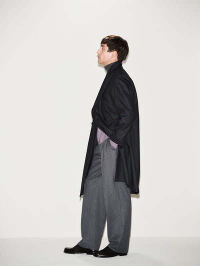 Pantalone Chino con Pinces Over Fit in Tecnolana Grigio Melange Pantalone Tessuto Paolo Pecora
