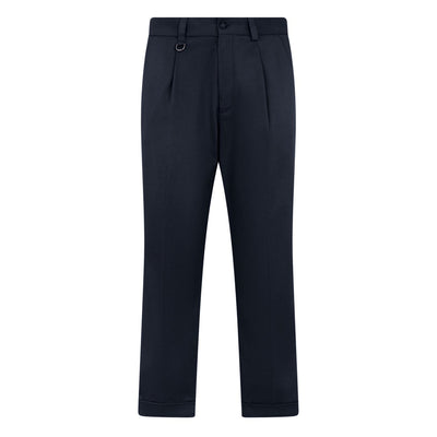 Pantalone Chino Duomo in Gabardina Misto Cotone Blu Pantalone Tessuto Paolo Pecora