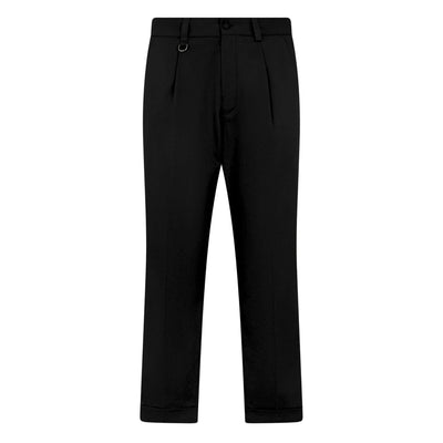 Pantalone Chino Duomo in Gabardina Misto Cotone Nero Pantalone Tessuto Paolo Pecora