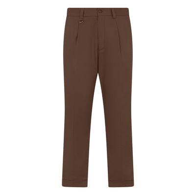 Pantalone Chino Duomo in Gabardina Misto Cotone Wenghe Pantalone Tessuto Paolo Pecora