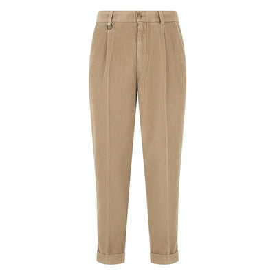 Pantalone Chino Duomo in Velluto a Coste Greige Pantalone Tessuto Paolo Pecora