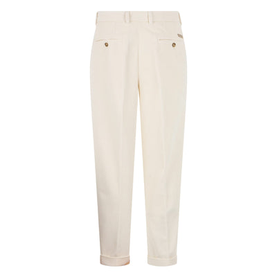 Pantalone Chino Duomo in Velluto a Coste Latte Pantalone Tessuto Paolo Pecora