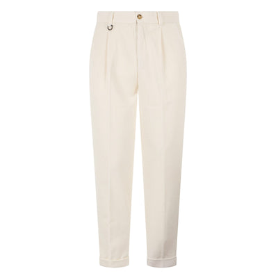 Pantalone Chino Duomo in Velluto a Coste Latte Pantalone Tessuto Paolo Pecora