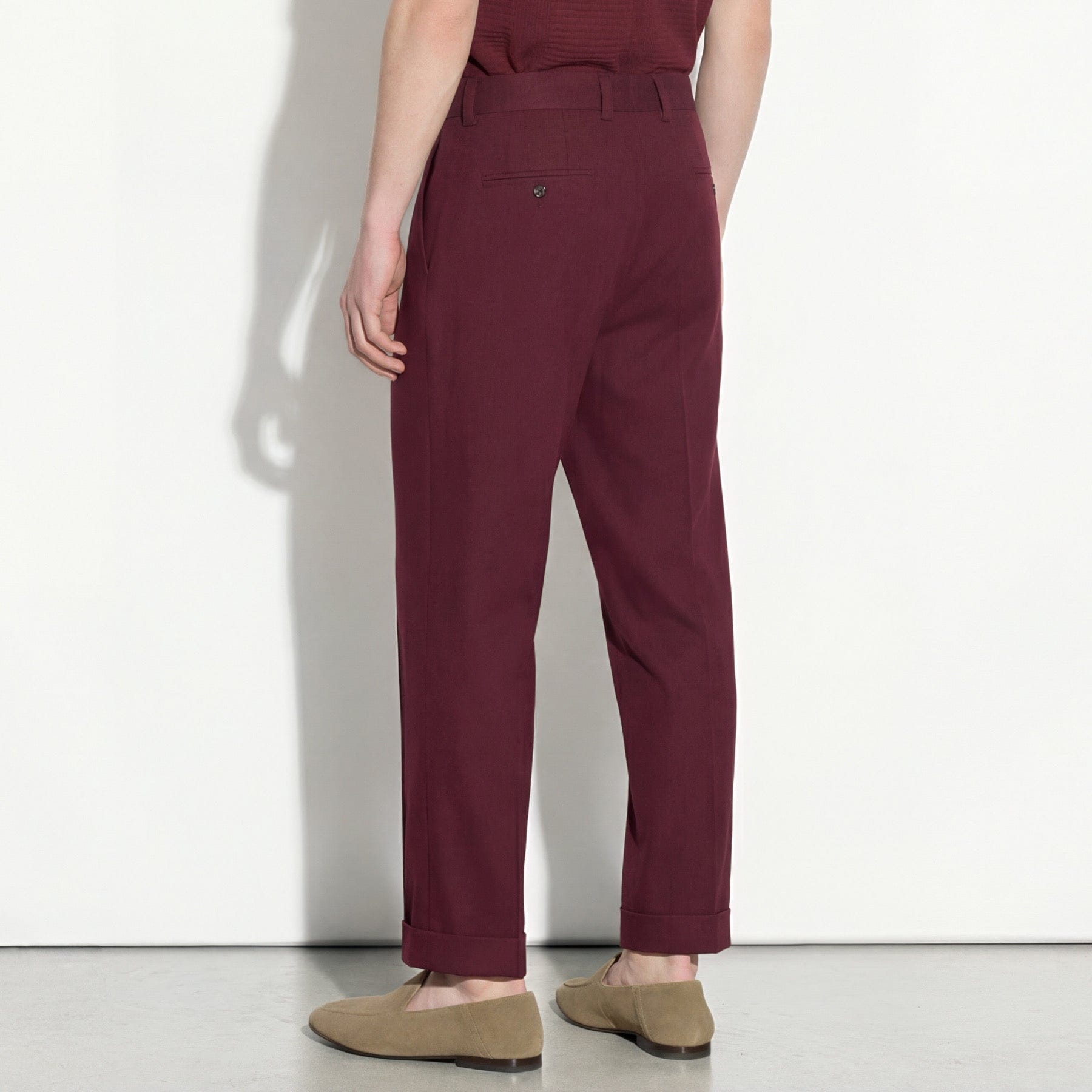 Pantalone Chino Duomo Relaxed Fit in Lino Stretch Mattone Scuro Pantalone Tessuto Paolo Pecora