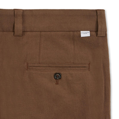 Pantalone Chino Duomo Relaxed Fit in Lino Stretch Nocciola Pantalone Tessuto Paolo Pecora