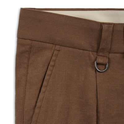 Pantalone Chino Duomo Relaxed Fit in Lino Stretch Nocciola Pantalone Tessuto Paolo Pecora