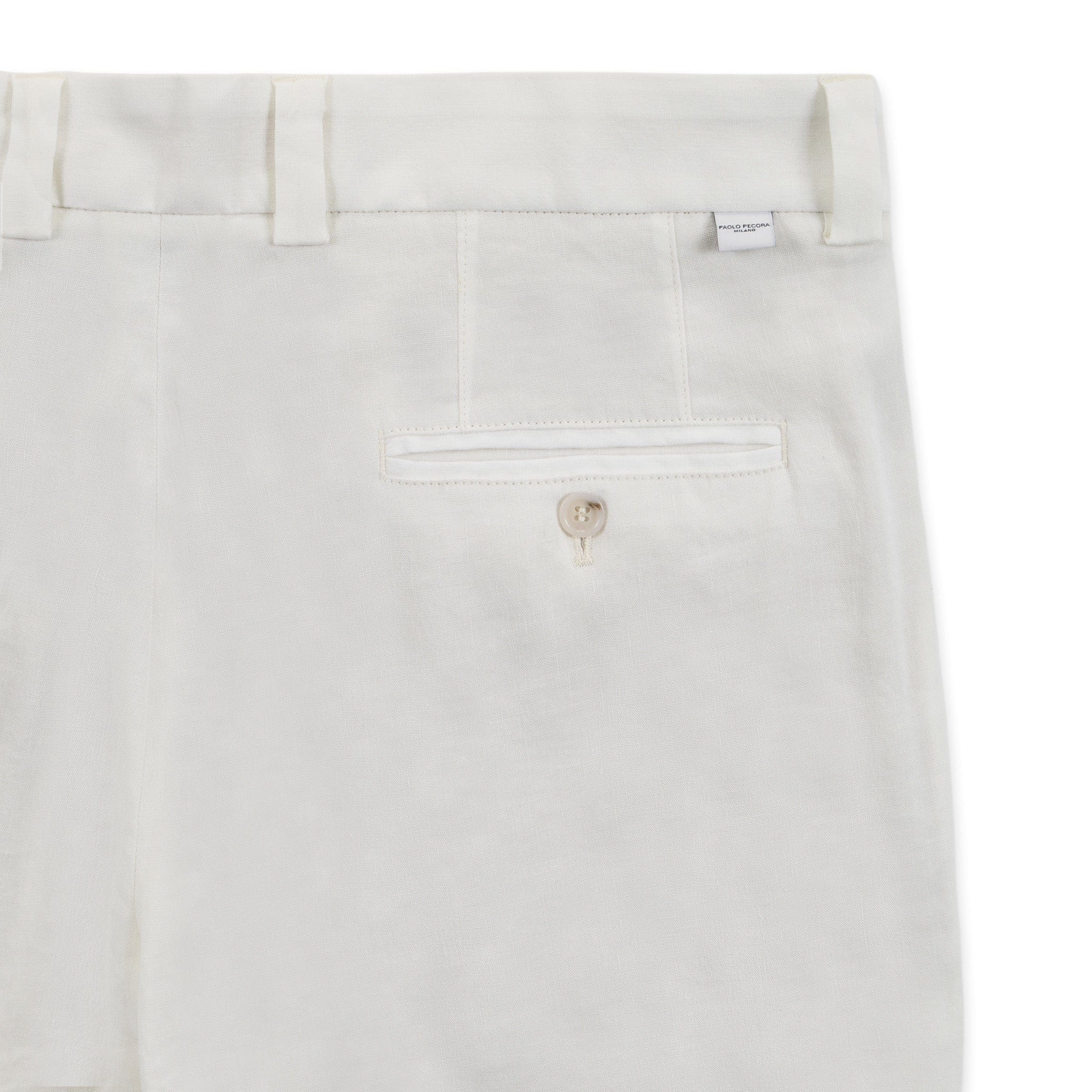 Pantalone Chino Duomo Relaxed Fit in Lino Stretch Panna Pantalone Tessuto Paolo Pecora