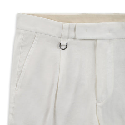 Pantalone Chino Duomo Relaxed Fit in Lino Stretch Panna Pantalone Tessuto Paolo Pecora