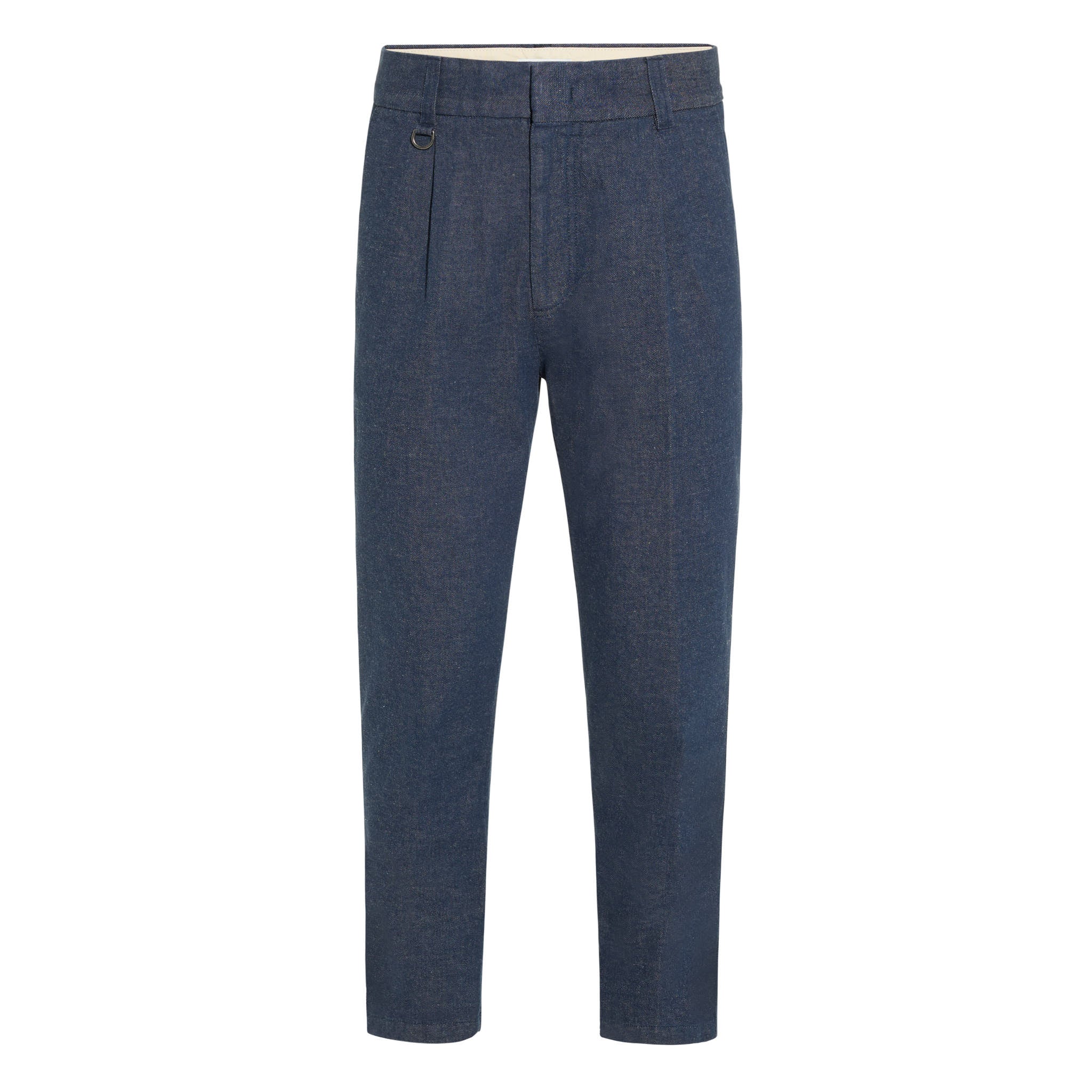 Pantalone Chino in Cotone e Lino Blu Pantalone Tessuto Paolo Pecora