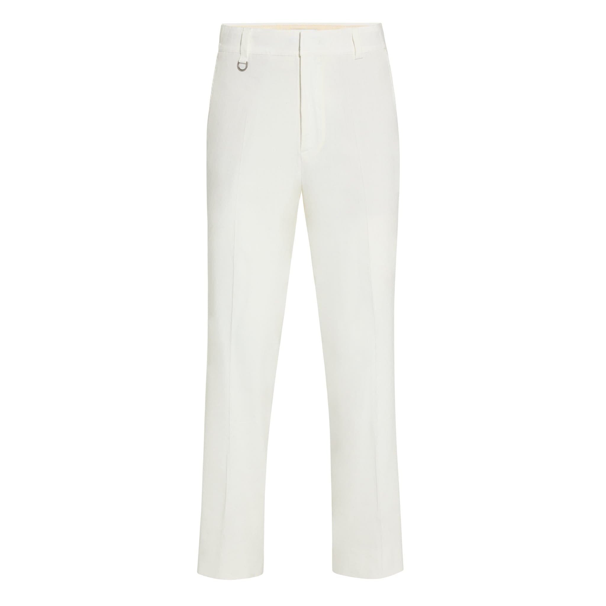 Pantalone Chino in Misto Lino Panna Pantalone Tessuto Paolo Pecora